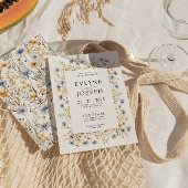 イエロモダンー&ブルーボーホシックフローラズ結婚 招待状