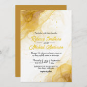 イエロモダン金ゴールドアガートマーブルグリッター結婚ズ 招待状 (正面/裏面)