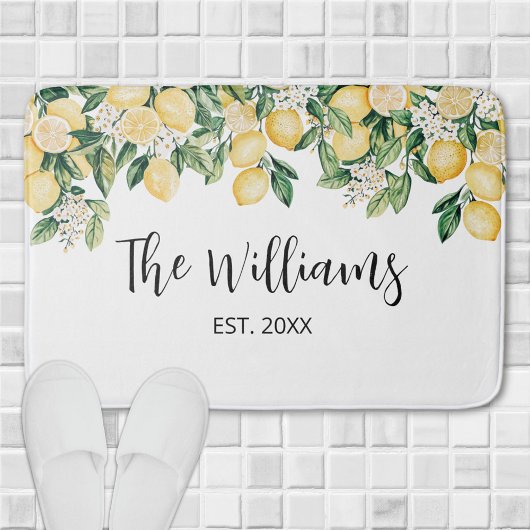 イエロモノグラムのレモンツリー バスマット