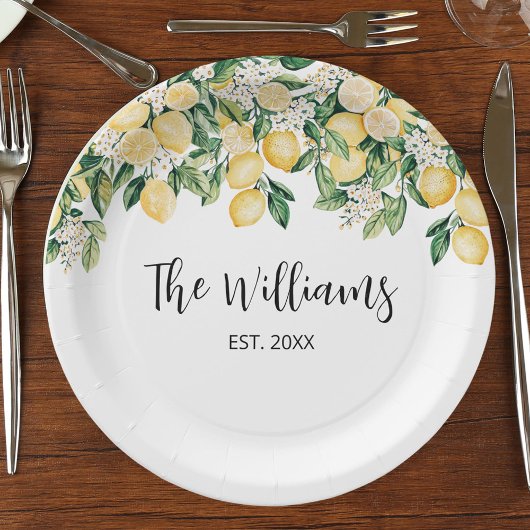イエロモノグラムのレモンツリー ペーパープレート