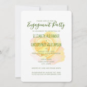 イエローかわいらしローズ婚約パーティ 招待状 (正面)