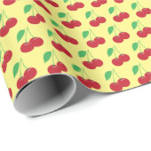 イエローさくらんぼプリント包装紙 ラッピングペーパー (ロールコーナー)