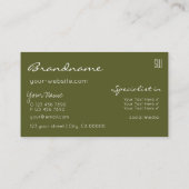 イエローとオリーブの緑のグリッター星とモノグラム 名刺 (裏面)