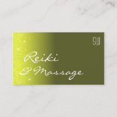 イエローとオリーブの緑のグリッター星とモノグラム 名刺 (正面)