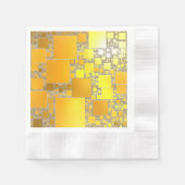 イエローとオレンジの四角形のナプキン 縁ありカクテルナプキン (正面)