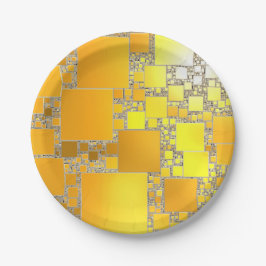 イエローとオレンジの四角形の紙プレート ペーパープレート