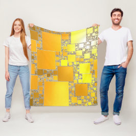 イエローとオレンジの四角形フリースブランケット フリースブランケット