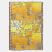 イエローとオレンジの四角形ブランケット スローブランケット (正面縦)