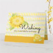 イエローとグリーンのフローラ紙 カード (黄色い花)
