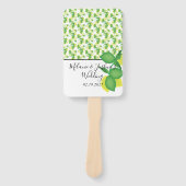 イエローとグリーンのレモンライムのウェディング ハンドファン (正面)