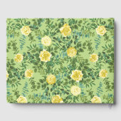 イエローとグリーンの春のバラ ヴィンテージ ウェディング ゲストブック (裏面)