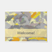 イエローとグレーのタペストリー ドアマット (正面)