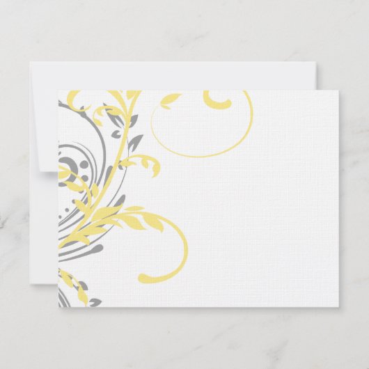 イエローとグレーのダブルフローラウェディングRSVP 出欠カード (裏面)