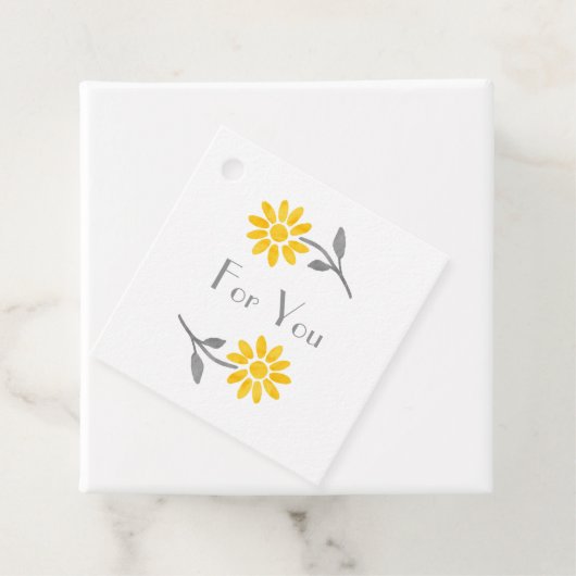 イエローとグレーのデイジーメッセージカード フェイバータグ (インサイチュ)