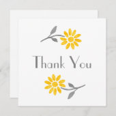イエローとグレーのデイジー サンキューカード (正面/裏面)