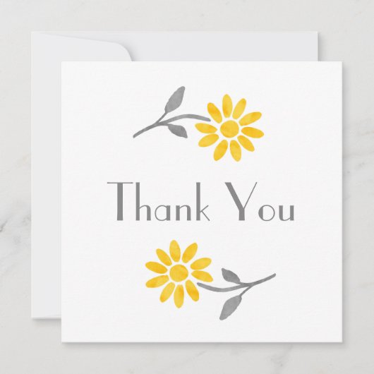 イエローとグレーのデイジー サンキューカード (正面)