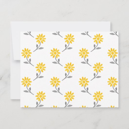 イエローとグレーのデイジー ノートカード (裏面)