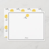 イエローとグレーのデイジー ノートカード (正面/裏面)