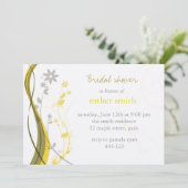 イエローとグレーの花柄チャーム招待状 招待状 (スタンド正面)