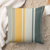 イエローとグレーストライプズのミッドセンチュリーモダン クッション (ブランケット)
