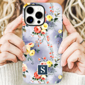 イエローとコーラル モノグラム フラワーデザイン Case-Mate iPhoneケース
