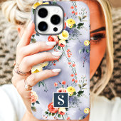 イエローとコーラル モノグラム フラワーデザイン Case-Mate iPhoneケース