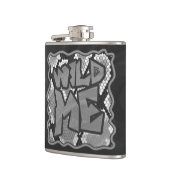 イエローとゴールドの蛇のプリント フラスク (左)