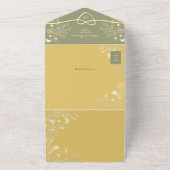 イエローとセージ結婚グリーン オールインワン招待状 (外側)