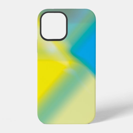 イエローとターコイズブルーの抽象的な輝きiPhone 12 iPhoneケース (裏面)