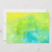 イエローとターコイズブルーの水彩ウェディング 招待状 (裏面)