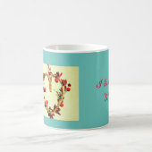 イエローとティール(緑がかった色)カラフルマザーズデイハート コーヒーマグカップ (中央)