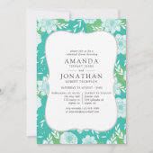 イエローとティール(緑がかった色)フローラリハーサルディナー 招待状 (正面)