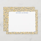 イエローとネイビーヒョウの個人文房具カード 招待状 (正面/裏面)