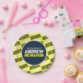 イエローとネイビーブルーのパーソナライズされた卒業 ペーパープレート (パーティー)