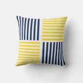 イエローとネイビーブルー航海のストライプの枕 クッション (裏面)