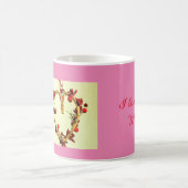 イエローとピンクのカラフル母の日ハート コーヒーマグカップ (中央)