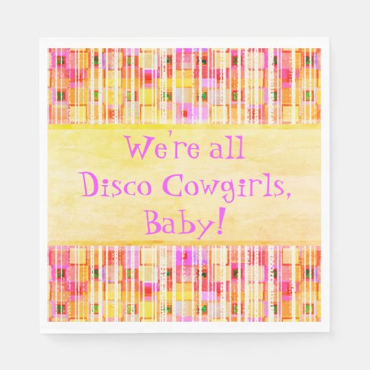 イエローとピンクのディスコカウガールフリッジ スタンダードランチョンナプキン (正面)