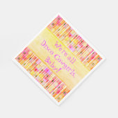 イエローとピンクのディスコカウガールフリッジ スタンダードランチョンナプキン (角)