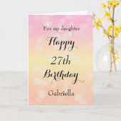 イエローとピンクの《写真》ぼけ味27誕生日 カード (黄色い花)