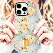 イエローとピーチの水彩花モノグラム Case-Mate iPhoneケース