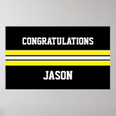 イエローとブラックのカスタムスポーツ卒業ポスター ポスター (正面)