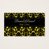 イエローとブラックのダマスクウェディングメッセージカード (正面)