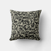 イエローとブラックのダマスク柄パーソナライズ クッション (裏面)