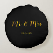 イエローとブラックのペア カスタム Mr & Mrs ラウンドクッション (裏面)