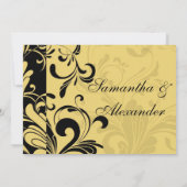 イエローとブラックのモダンな渦巻き 招待状 (裏面)