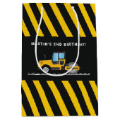 イエローとブラックの建築誕生日の好意 ミディアムペーパーバッグ (正面)