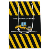 イエローとブラックの建築誕生日の好意 ミディアムペーパーバッグ (裏面)