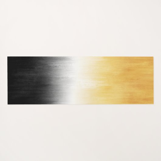 イエローとブラック絵画のブラシストロークモダンアート ヨガマット (裏面(横))