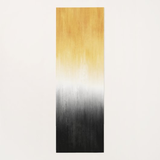 イエローとブラック絵画のブラシストロークモダンアート ヨガマット (裏面)