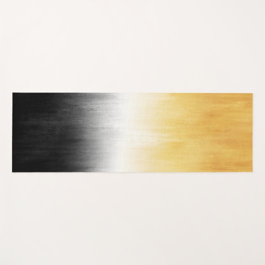 イエローとブラック絵画のブラシストロークモダンアート ヨガマット (正面(横))